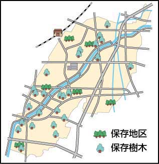 保存地区、保存樹木町内一覧地図