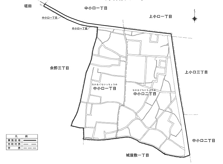 中小口一丁目、二丁目地図